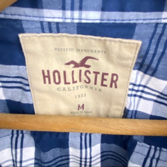 Hollister Blue Plaid Long Sleeve Button Down Collared Pocket Dress Shirt Men’s M - Picture 6 of 15